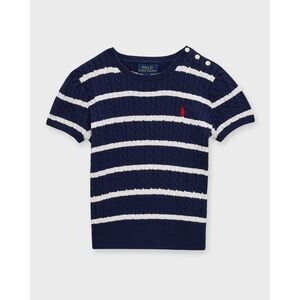 Polo Ralph Lauren Navy and White Striped Short Sleeve‎ Sweater Size 2
